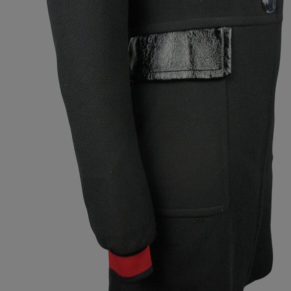 ASOS Skater Coat Size 0 Black with Patent Collar and Tipped Cuff Posh Modern - Picture 3 of 7